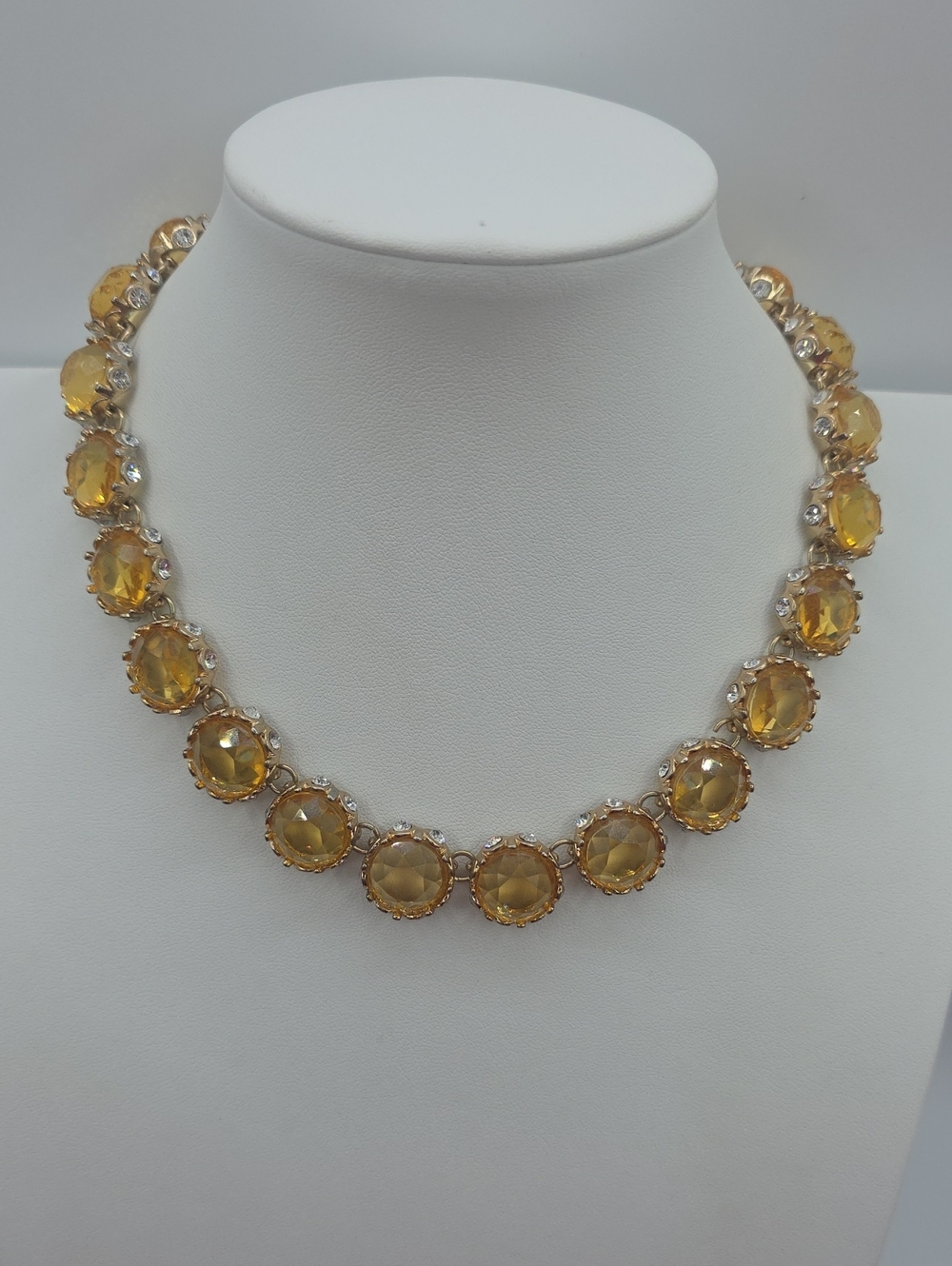 Gold-Tone Yellow Crystal Necklace - Women Jewelry